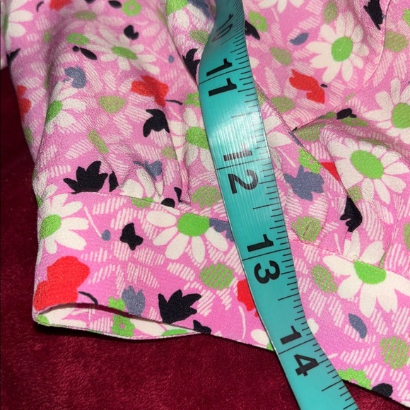 Miu Miu vintage 70’s Pink and White green Floral silk cropped blouse - Picture 14 of 16